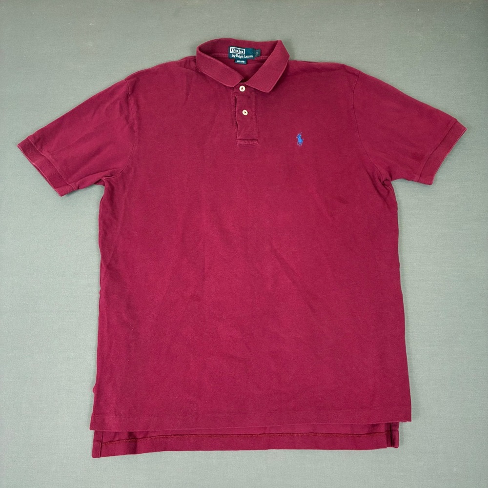 Polo Ralph Lauren Burgundy Short Sleeve Polo Shirt Men's Size Large Blue Pony